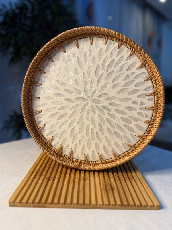 سینی حصیری راتان کف صدفی