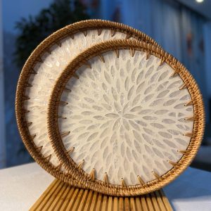 سینی حصیری راتان کف صدفی