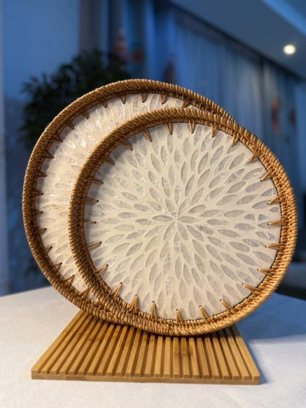 سینی حصیری راتان کف صدفی