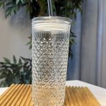 لیوان اسموتی نی دار طرح پولکی