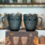 لیوان آبی لاویش طرح طاووس