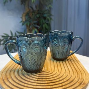 لیوان آبی لاویش طرح طاووس